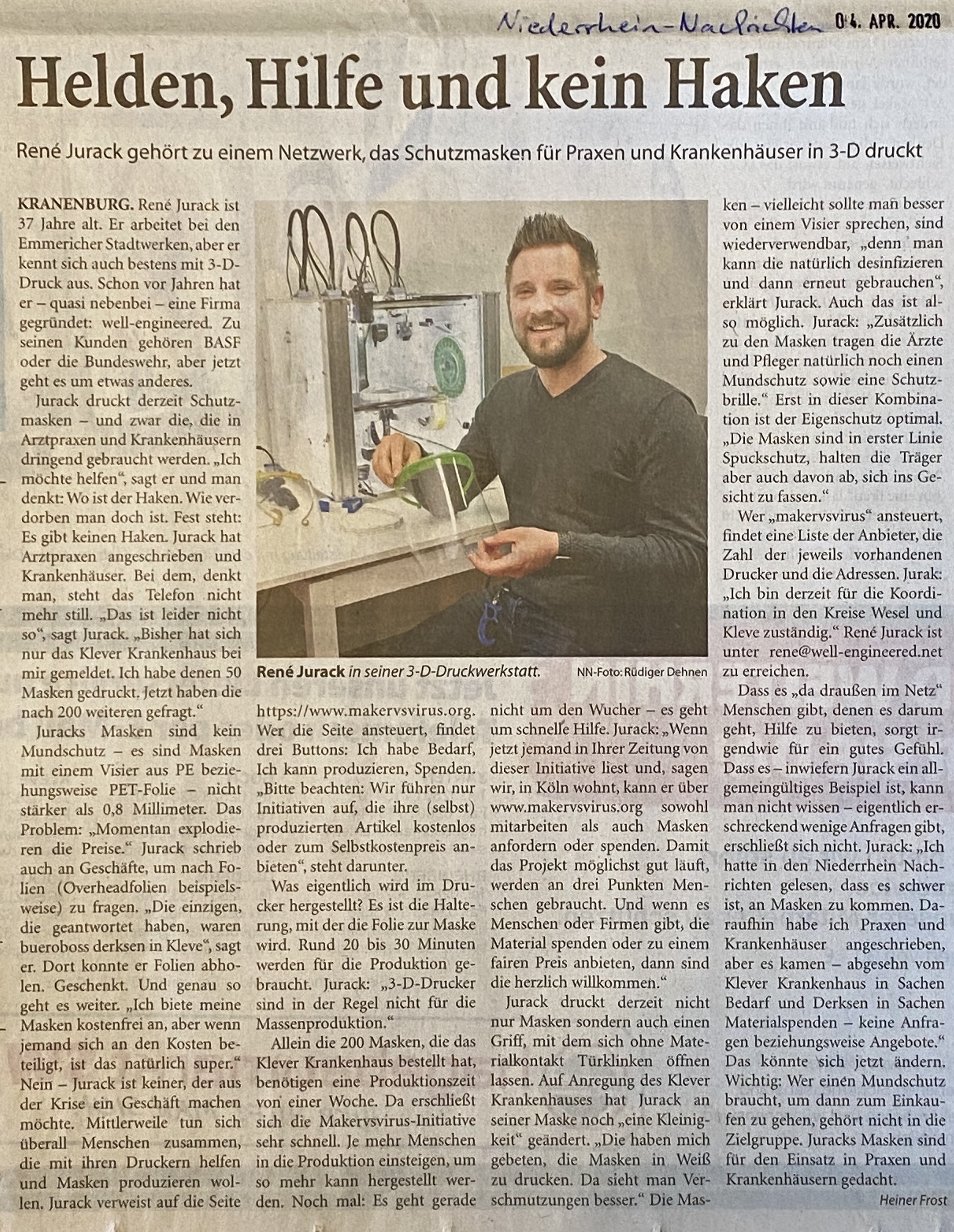 Zeitungsartikel Niederrhein-Nachrichten